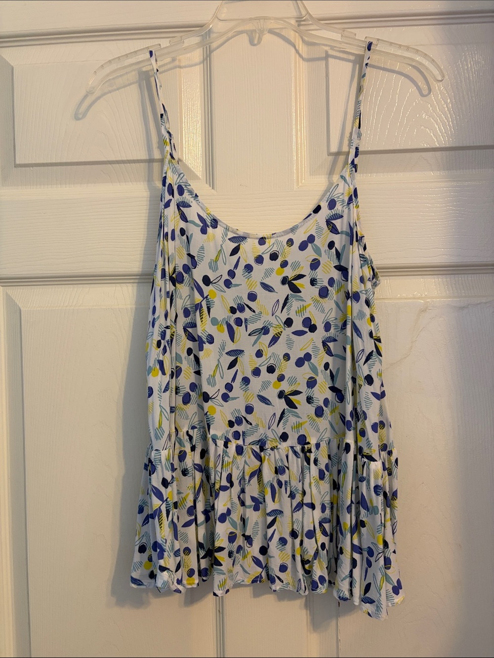 Old Navy White Tank Top with Blue and Yellow Floral Print